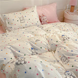 Washed Cotton Pastoral Girls Flower Bedding Sets Bed Linens Quilt Cover Sheet Set Simple Bedspread High Quality Home Textiles