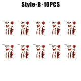 Horror Realistic Fake Bloody Wound Stitch Scar Scab Waterproof Temporary Tattoo Sticker Halloween Masquerade Prank Makeup Props