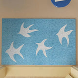 Flying Birds Starfish Entrance Door Mat Heavy Duty PVC Wire Loop Front Porch Rug Ocean Style Waterproof Non-Slip Scraping Carpet