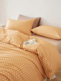 Ikeehome  Fre Cotton Floral Print Bedding Set Pure Color Duvet Cover Bed eet Quilt Cover All Seasons Universal Simple Sle 4-Piece...