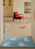 Flying Birds Starfish Entrance Door Mat Heavy Duty PVC Wire Loop Front Porch Rug Ocean Style Waterproof Non-Slip Scraping Carpet