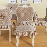 Velvet Thick Chair Cover Household Dining Stool Cushion Backrest Cover Solid Color Concise Anti Slip Dustproof Chair Covers