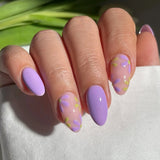 24pcs Pink Almond False Nail Art Datachable Cute Cherry Bow Design Nails Sets Press on Mid-length French Fake Nails Tip Finished