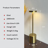 LED Table Lamp Hotel Wireless Rechargeable Desk Lamp Touch Switch Table Lamp Metal Retrolight for Bedroom Living Room Restaurant