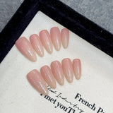 10pcs Gradient Pink Press on Nails Almond Pure Color False Nails Short Almond Handmade Full Cover Wearable Manicure Nai Tips Art