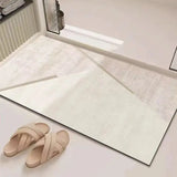 Abstract Geometric Line Art Bathroom Mat Soft Neutral Color Absorbent Non-Slip Quick Drying Home Entrance Floor Mat