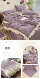 INS Princess Style Bedding Sets Ruffle Lace Bow Quilt Cover Home Romantic Bedclothes Decor Woman Girls Bedroom Duvet Cover 4pcs