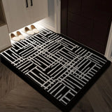 Black & White Geometric Wire Loop Entryway Mat Heavy Duty Non-Slip Door Rug