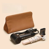 Leather Hair Tool Storage Bag Hair Dryer Portable Travel Organizer Case for Curling Iron Straightener Styling Tool Pouch Gift