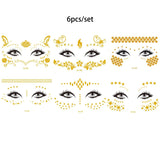 Glitter Stickers Face Tattoo Flash Gold Temporary Metalic Tattoos Waterproof Makeup Decals for Girls Party Music Festival