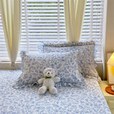 100% Cotton 2pcs Flower Prints Ruffles Pillowcases 48x74cm Sizes Cushion Cover for Bed Floral Style Adults Kids Pillowslip 베개커버