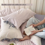 Double Sided Stripes Bow Pillow Case 48x74cm Soft Comfortable Covers Cotton Pillow Cover Pillow Sham for Beds Home Decoration