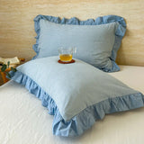 100% Cotton Lace Pillowcase 48x74cm Yarn-dyed Washed Cotton Stripe Pillow Cover Bedding Decorative Pillow Sham With Zipper
