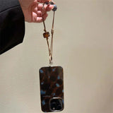 Whirlpool Pattern IND Retro Blue Brown Blended Phone Case with Hanging Rope for iPhone 11 12 13 14 15 16 17 Pro Max