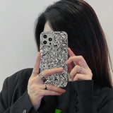 Luxury Silver Tin Paper Phone Case for iphone 16 15 14 13 11 12 Pro Max X XS Max XR Water Ripple Shockproof Soft Cover