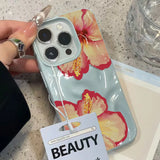 Elegant Pink Hibiscus Flower Folds Texture Phone Case For iPhone 16 17 Pro Max Air 15 14 13 12 11 16 15 Plus Cover Soft Funda