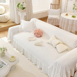 100% Cotton White Beige Sofa Cover Solid Color Washable Slipcovers for Living Room Outdoor Soft Non Slip Couch Covers for Sofas