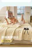 Summer Thin Quilt Ins Girl Bow Seersucker Washed Cotton Summer Quilt Single Dormitory Air Conditioner Blanket Machine Washable