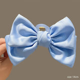 Cute double-sided hair accessory shark clip oversized bow satin French style fresh three-dimensional princess bow temperament