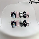 10Pcs Handmade Cartoon Nails Adorabl  Cool Kittens in A Sweet Garden Design Fashionable Press-On Nails Perfect for Gift To Girls