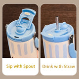 900ML Cute Insulated Tumbler Coffee Cup For Girls 316 Stainless Steel Thermo Bottle Travel Mug Vacuum Flask With Handle Straw