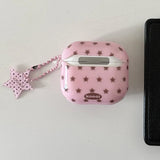 Lovely Brown Star Wireless Bluetooth Earphone Case for Apple AirPods 1 2 3 4 Pro 2 Charge Box Shell With Pink Chain Pendant