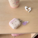 Cute Black Stars Pattern Earphone Case for AirPods 1 2 3 4 Pro Pro2 Purple Striped Headphone Cover With Pendant