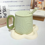 Nordic Style Solid Ceramic Cup Creative Wood Grain Handgrip Cups Household Cute Breakfast Milk Mug Fashion Office Coffee Mugs