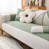Quilted Velvet Sofa Covers, Couch Slipcover, Lace, Sectional Sofa Armchair Furniture Protector, Soft Warm, Non-slip