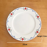 Creative Floral Plate Household Circular Serving Plates High-end Simple Fruit Dessert Dish Nordic Style White Ceramic Tableware