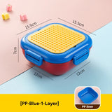 DIY Building Blocks Lunch Box for Kids Cartoon Bento Box with Spoon Lunch Bag for Kids Building Block Accessories