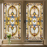 Ikeehome  European Retro Decorative Window Film Self-Adhesive Church Stained Glass Stickers Window Film Privacy Home Decor