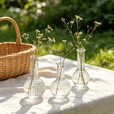 Nordic Striped Clear Glass Vase Simple Elegant Tabletop Decoration for Living Room Wedding Party Ornament