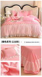 Lace Bedding Set for Girl Ruffle Brushed Soft Microfiber Princess Style Queen Duvet Cover Set Bed Sheet Pillowcases Home Textile