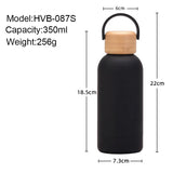 350ML Small Mouth THERMOS CUP Portable Handle Bamboo Wood Cover Vacuum Double Stainless Steel Simple Outdoor MINI WATER BOTTLE