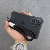 Luxury Transparent With Lanyard Phone Case For iPhone 17 16 15 14 13 12 11 Pro Max XS X XR 7 8 16 Plus 16E Shockproof Soft Cover