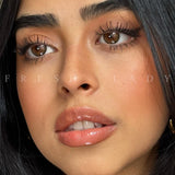 Brown Contact Lenses Natural Gradient Circle Lenses with Golden Pattern 14.2mm Cosmetic Colored Contacts for Daily & Party Wear