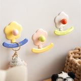 Dopamine Flower Wall Hanging Hooks Home Entrance Key Storage Stick-On Hooks Korean Style Living Room Decor ABS Material