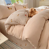 New Cartoon Duvet Cover Set Towel Embroidery Bedding Set Double-Sided Design Bed Sheet Set Adult and Children Bedroom Decor