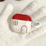 Casual Red Cover Line House + Ring Suitable for Apple for Airpodspro2 Case/For Airpodspro Case/For Airpods4 Case/For Airpods3 Case/For Airpods2 Case/Fashionable Women's Earphone Case/Headphone Case