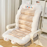 Stripe Cartoon Student Chair Cushion Quilted Double-sided Use Integrated Backrest Cushions Computer Chair Anti Slip Seat Pad