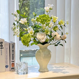 Ceramic Flower Vase For Wedding Festival Hotel Living Room Home Dining Table Decor,Luxury Bas-relief Plant Pot
