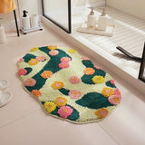 Irregular Tufting Floral Bathroom Mat Soft Bathmat Rug Bedroom Carpet Doormat Floor Anti Slip Pad Aesthetic Home Room Decor
