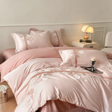 Embroidery Cotton Bedding Set Underwear Duvet Cover Set Bed Linens Solid Color RU SEA EU AU Size