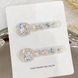 Handmade Press On Nails Transparent Sequins Fake Toenails Glitter Charming False Nails Full Aurora Diamond Decor Square Nail Tip