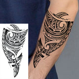 1 Sheet Compass Family Temporary Tattoos For Women Men Adults Flower Tribal Maori Totem Tattoo Sleeve Waterproof Temp Stickers