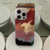 Korean Artistic Colorful Dizzying Case for iPhone 16 15 14 13 12 Pro Max Stylish Shell Pattern Soft Shockproof Back Cases Coque