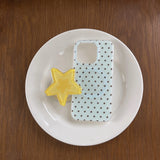 Magnetic Double-Layer Blue Coffee Polka Dot + Big Star Stand Suitable for Apple for Iphone16Promax Case/For Iphone15Promax Case/14Pro Case/13 Iphonecase/Fashion Women's Mobile Phone Case/Simple Mobile Phone Case
