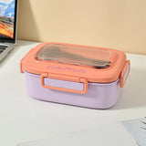 Portable Lunch Box, Lunch Container for Kids, Double Bento Box with Tableware, Microwaveable Food Storage Container