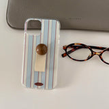 Blue stripes summer ins phone case for iphone 15 12promax 14pro 15pro 13pro 12 pro max 13 3d love heart ball ring cover fundas